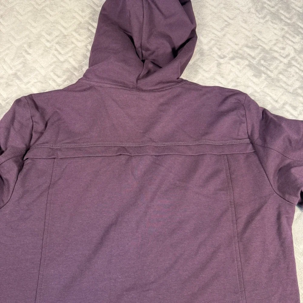 Chico's Zenergy‎ Satin Trim Jacket Size Medium (1) Purple Hooded Full Zip NWT